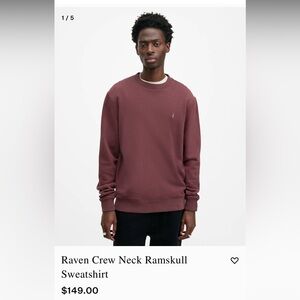 All Saints Burgundy crew neck. Size large